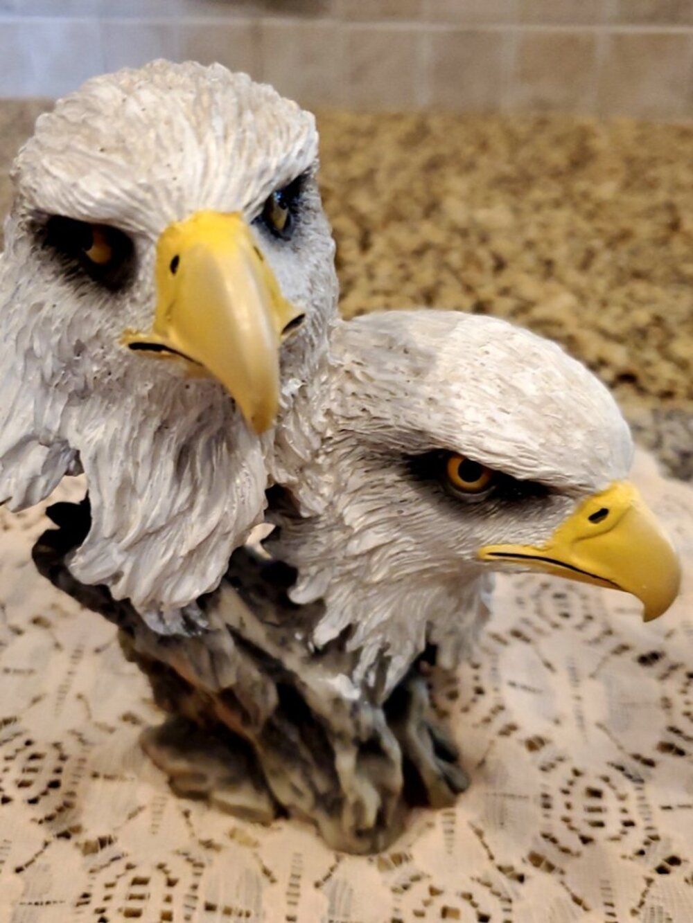 Detailed Double Head Bald Eagle Figurine Statue 6" High